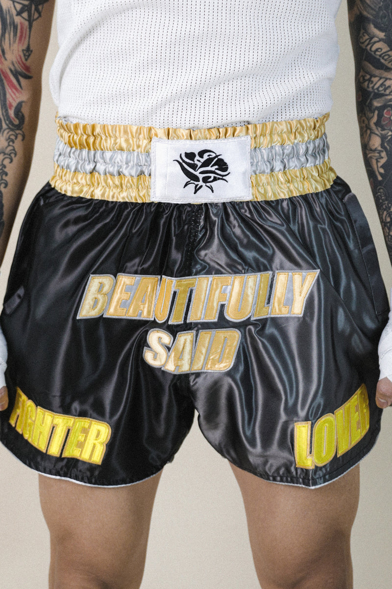 Coup De Foudre Muay Thai Shorts - Mono/Yellow