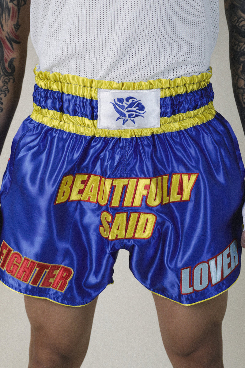 Coup De Foudre Muay Thai Shorts - Blue/Yellow