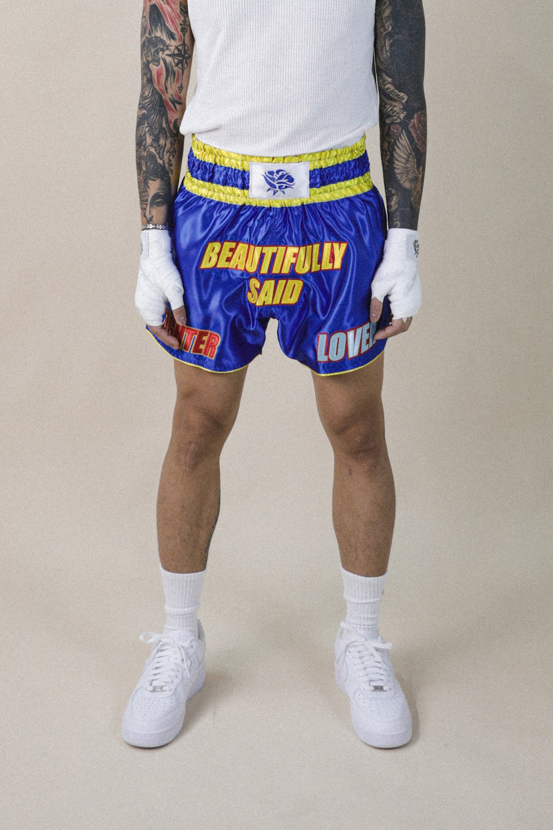 Coup De Foudre Muay Thai Shorts - Blue/Yellow