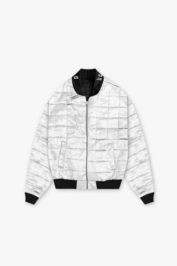 Reversible Quilted Bomber Jacket - Black/Silver