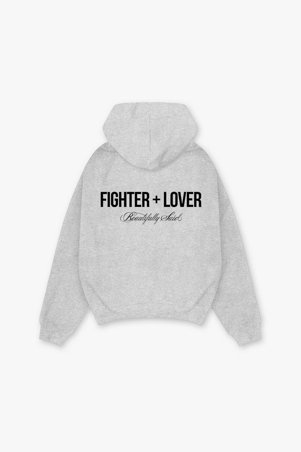 Fighter & Lover Pullover Hoodie - Grey Melange