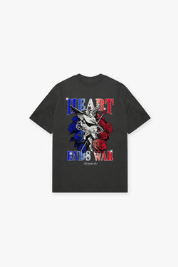 Heart Ends War Paris T-Shirt - Washed Black