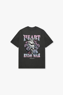 Heart Ends War T-Shirt - Washed Black