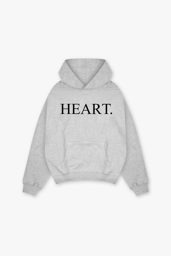 Heart Pullover Hoodie - Grey Melange