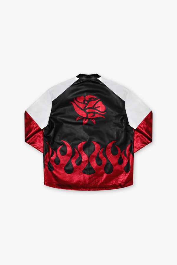 Burning Rose Biker Jacket - Red