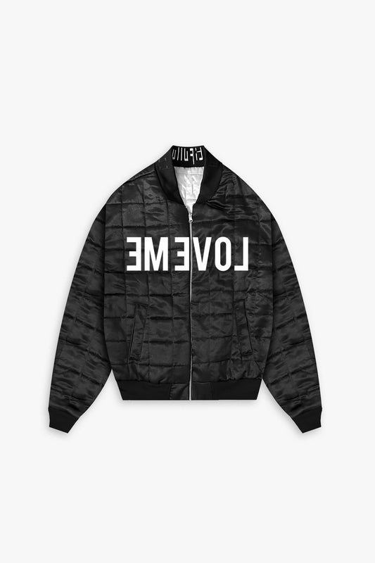 Reversible Quilted Bomber Jacket “LOVE ME”